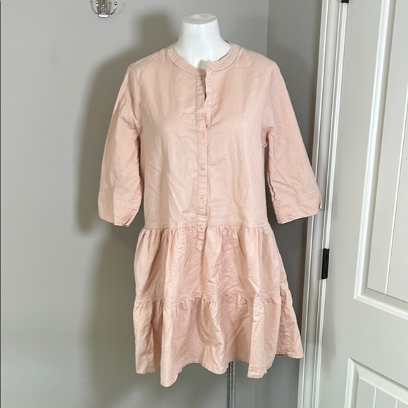 A Piece Apart Dress MAURINO DROP WAIST MINI Blush Pink Relaxed Fit Sz L - Picture 4 of 12
